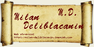 Milan Deliblaćanin vizit kartica